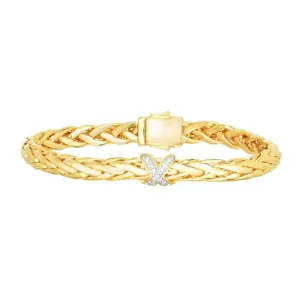 14K Gold Large 9mm Woven Diamond X Bracelet
