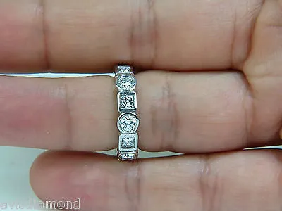 2.80CT ROUNDS & PRINCESS DIAMONDS ETERNITY BAND PLATINUM FLUSH DURABLE
