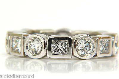 2.80CT ROUNDS & PRINCESS DIAMONDS ETERNITY BAND PLATINUM FLUSH DURABLE