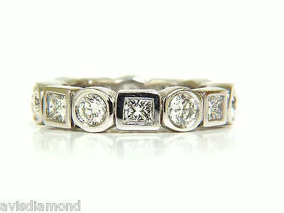 2.80CT ROUNDS & PRINCESS DIAMONDS ETERNITY BAND PLATINUM FLUSH DURABLE