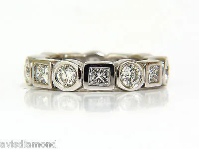 2.80CT ROUNDS & PRINCESS DIAMONDS ETERNITY BAND PLATINUM FLUSH DURABLE