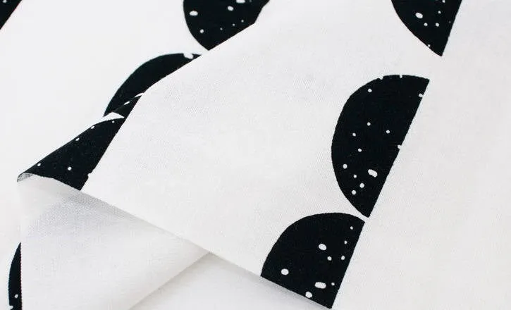 3 Yards Discount - Half Moon Cotton Fabric, Black and White Fabric, Geometric Fabric - Fabric By the Yard 98176