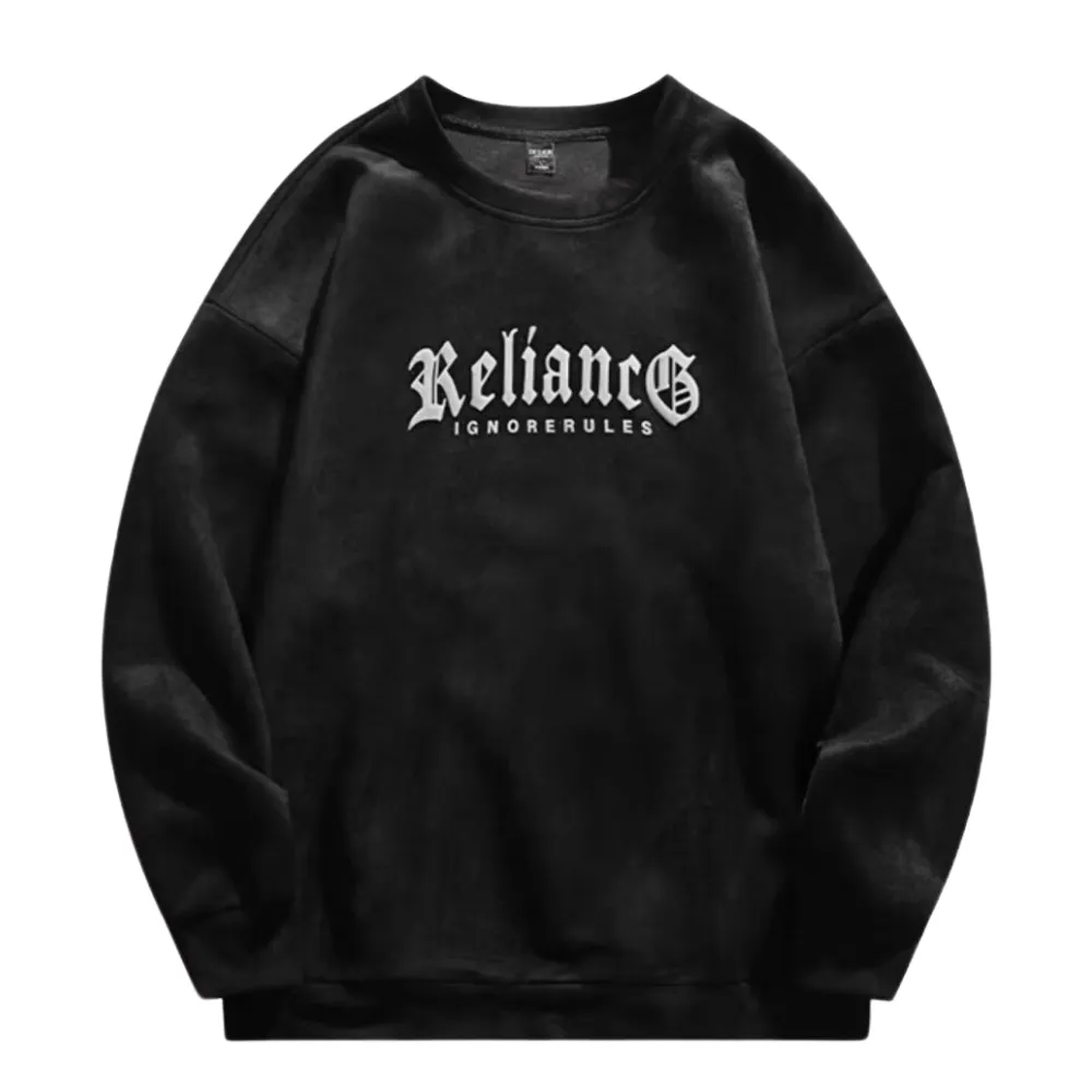 3D Circle Letter Print Suede Sweatshirt