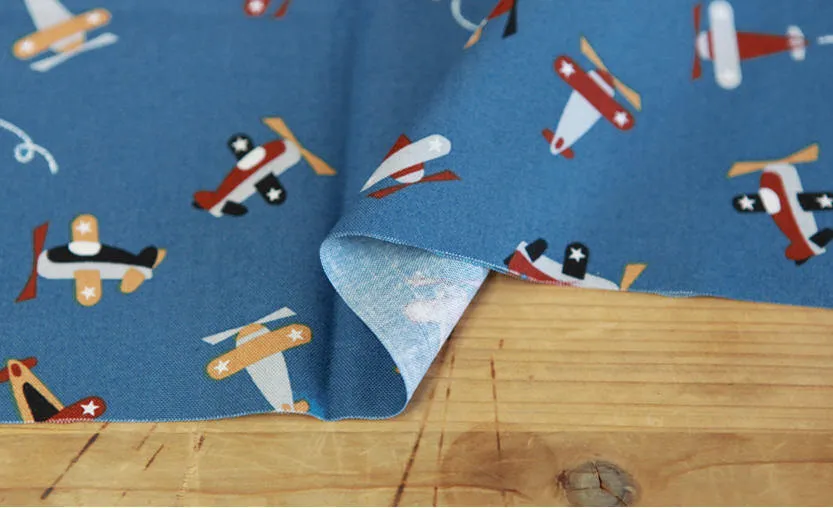 Airplane Cotton Fabric - Brown, Gray or Navy - By the Yard 100842 97660-1