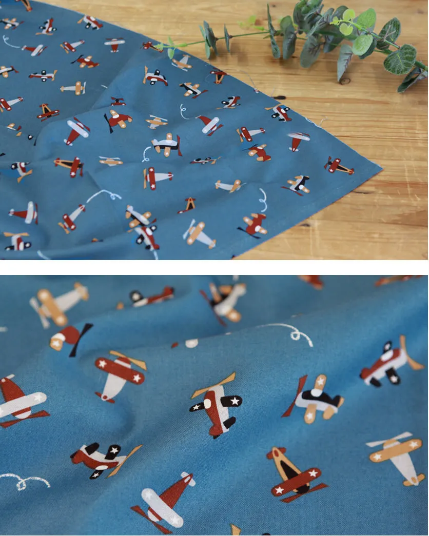 Airplane Cotton Fabric - Brown, Gray or Navy - By the Yard 100842 97660-1