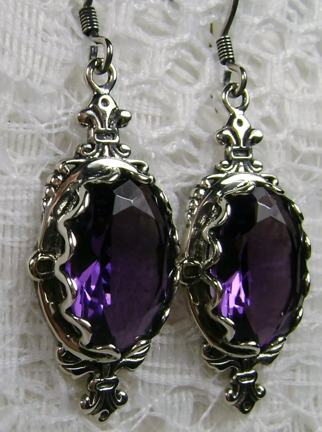 Amethyst Earrings, Stylish Victorian Jewelry #E18