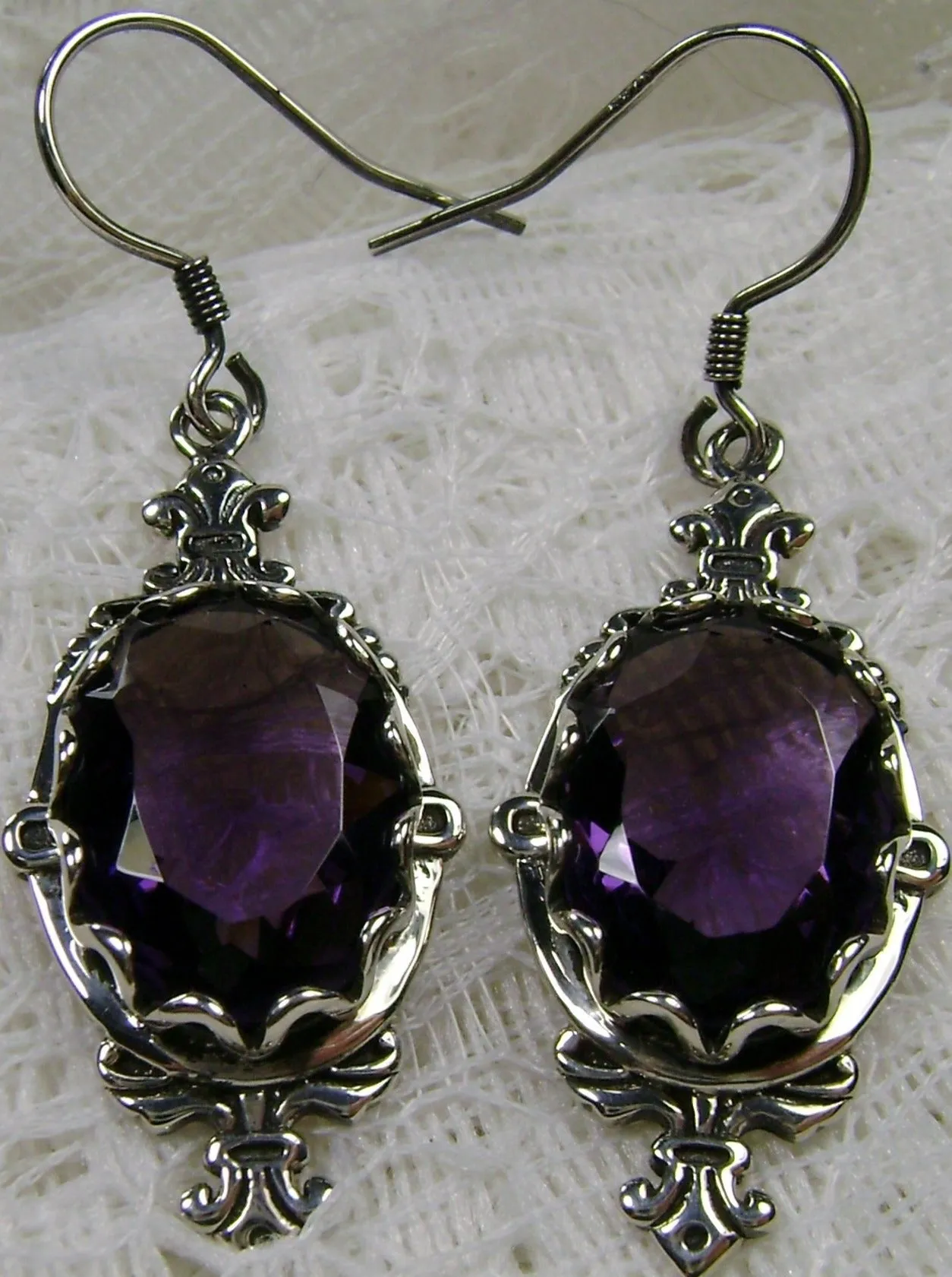 Amethyst Earrings, Stylish Victorian Jewelry #E18