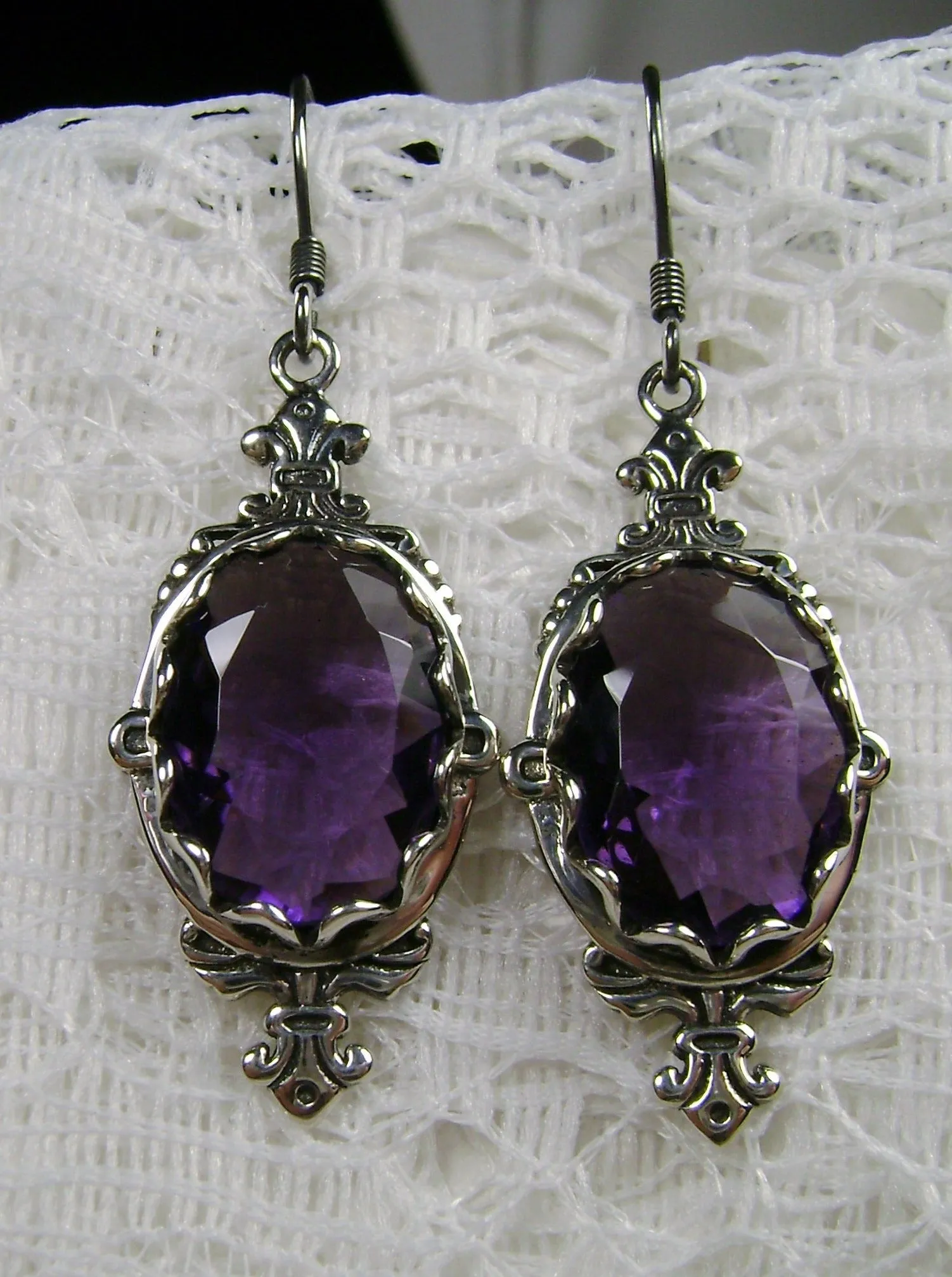 Amethyst Earrings, Stylish Victorian Jewelry #E18
