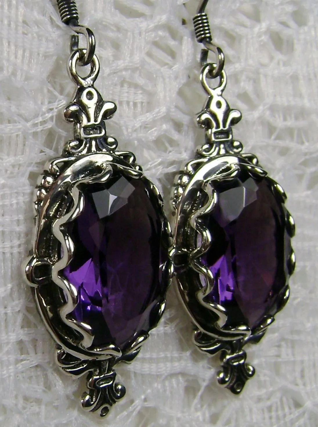 Amethyst Earrings, Stylish Victorian Jewelry #E18
