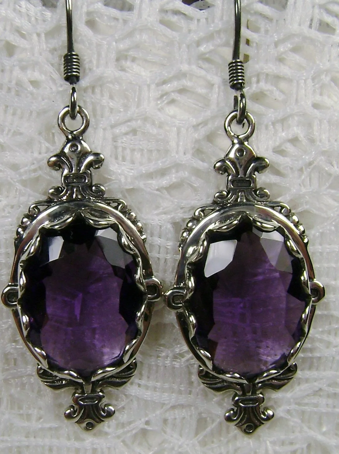 Amethyst Earrings, Stylish Victorian Jewelry #E18