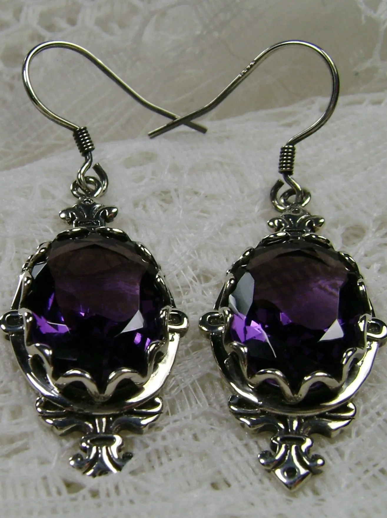 Amethyst Earrings, Stylish Victorian Jewelry #E18