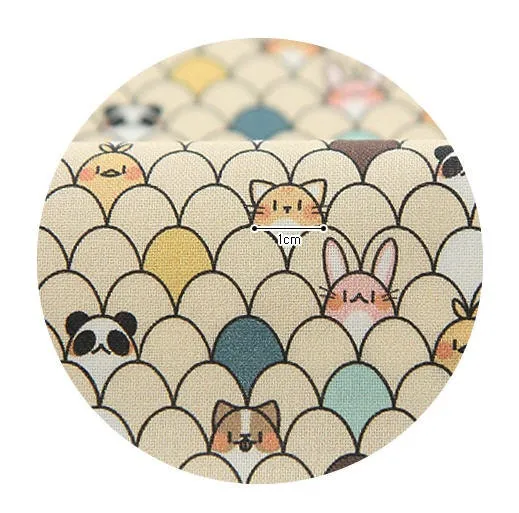 Animals Cotton Fabric, Beige Cotton Fabric, Digital Printing - Fabric By the Yard 96416 92167-1