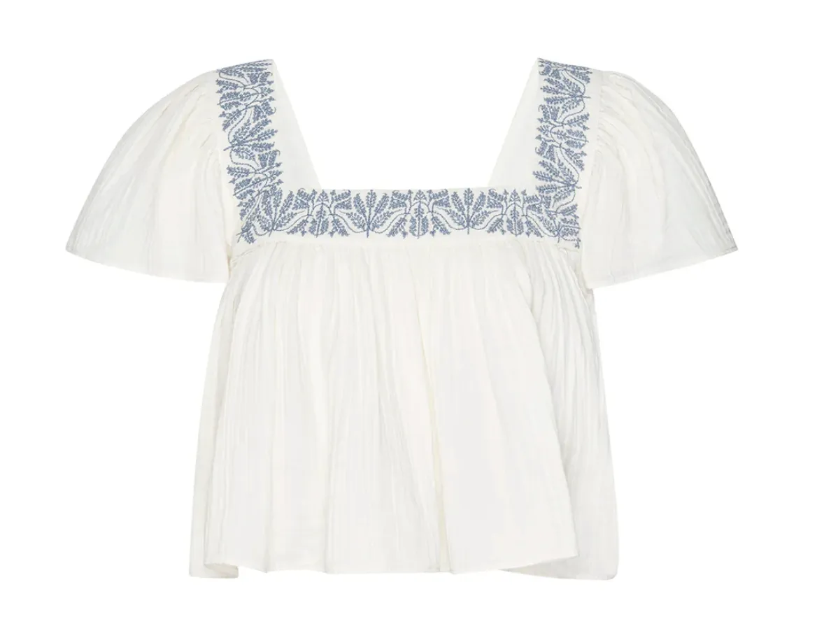 Anju Top Ivory Embroidered