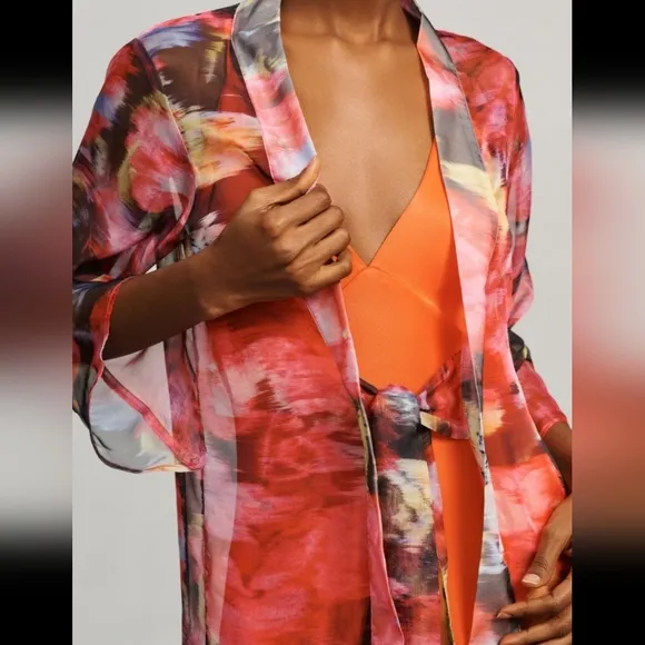Anthropologie Sheer Printed Kimono NWT