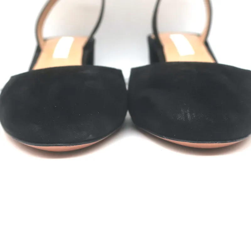Aquazzura Talita 50 Slingback Pumps Black Suede Size 38.5