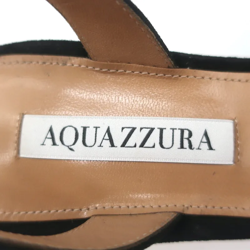 Aquazzura Talita 50 Slingback Pumps Black Suede Size 38.5