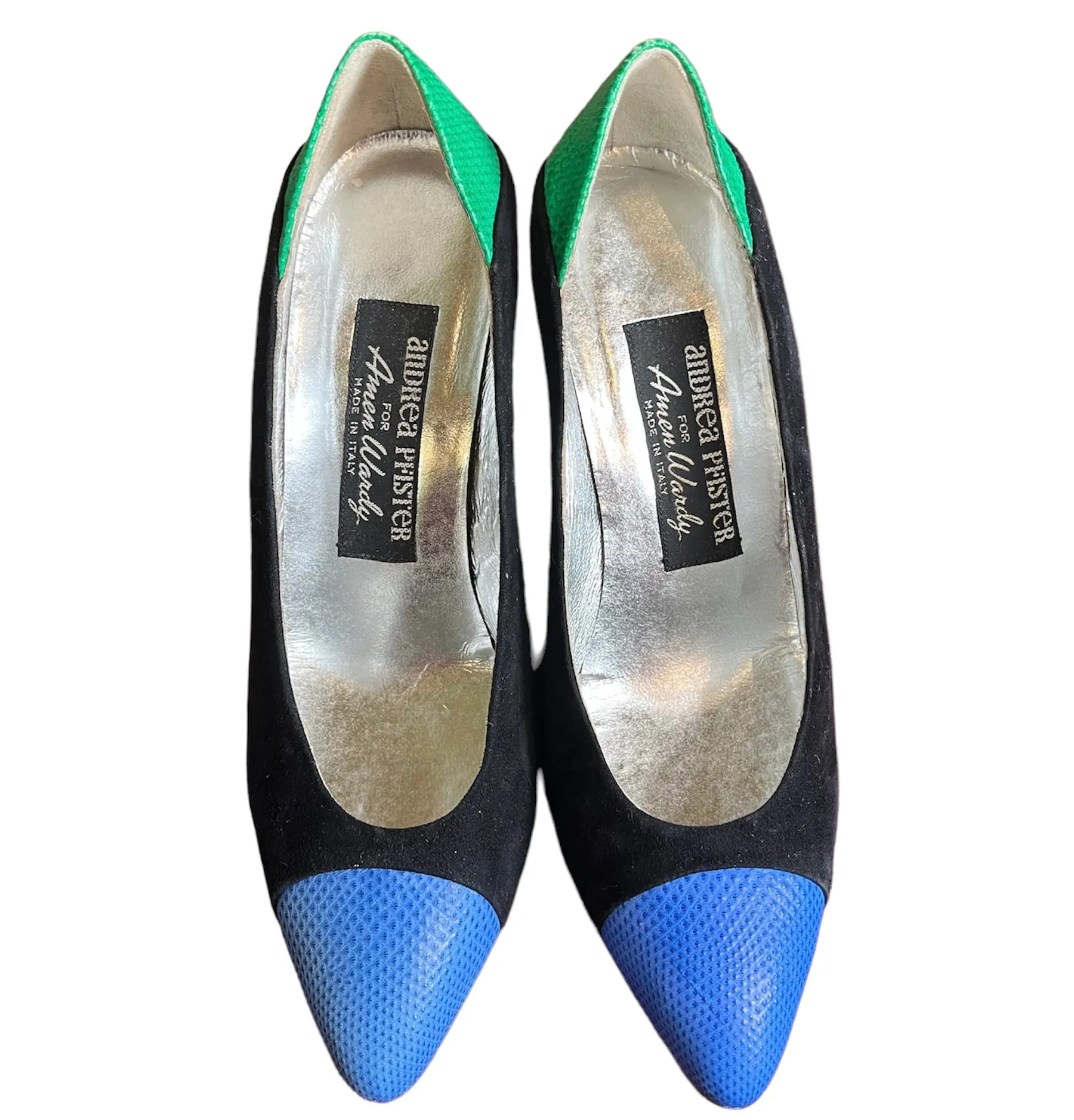 Autographed Andrea Pfister Color-Block Suede and Leather Pumps
