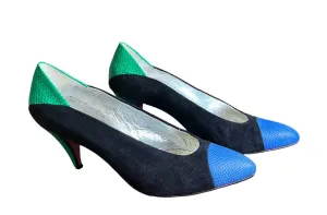 Autographed Andrea Pfister Color-Block Suede and Leather Pumps