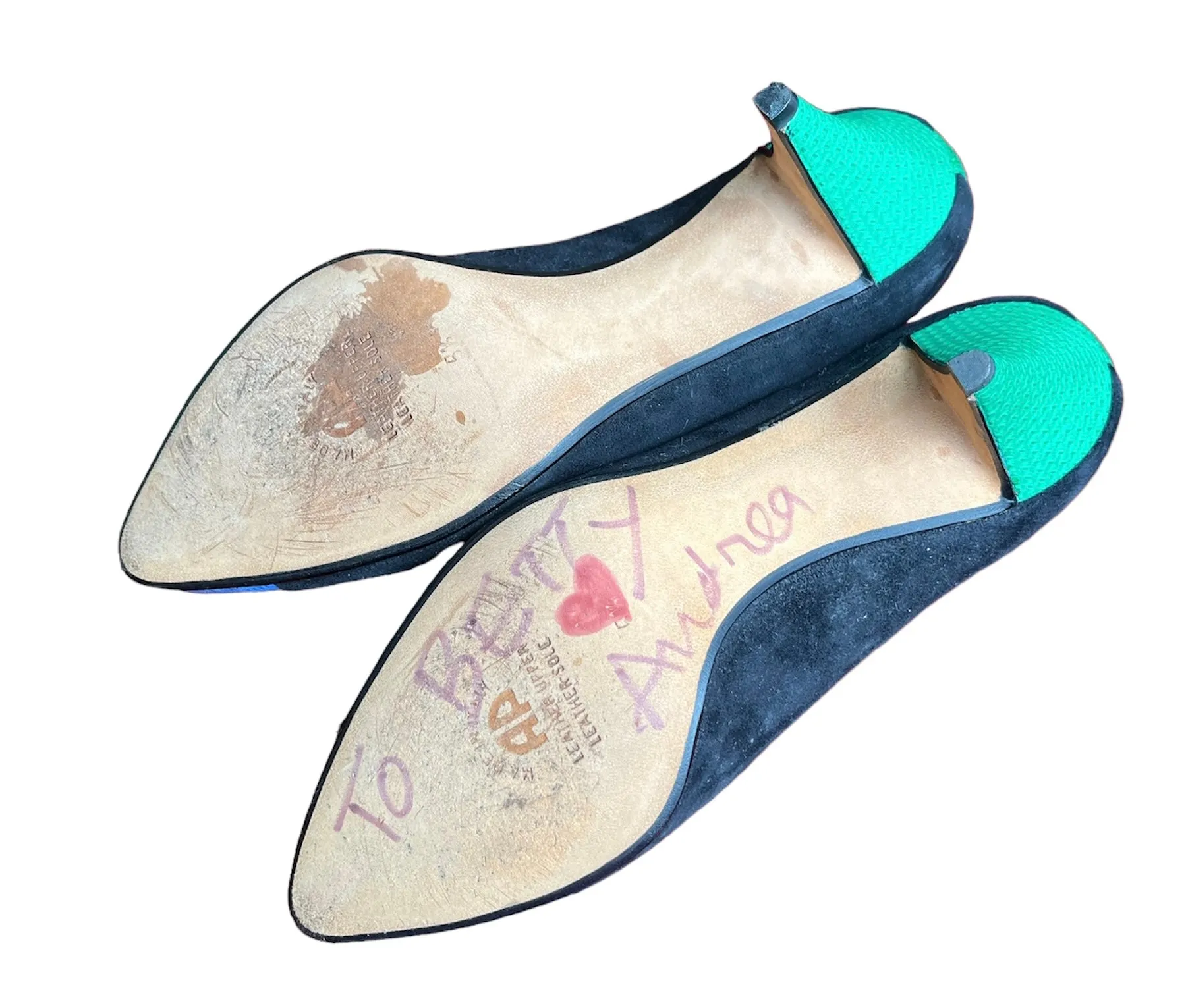 Autographed Andrea Pfister Color-Block Suede and Leather Pumps