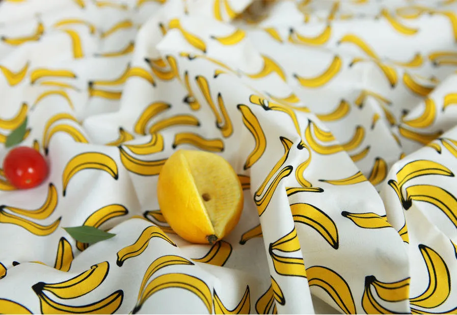 Banana Cotton Fabric - White - By the Yard 82904