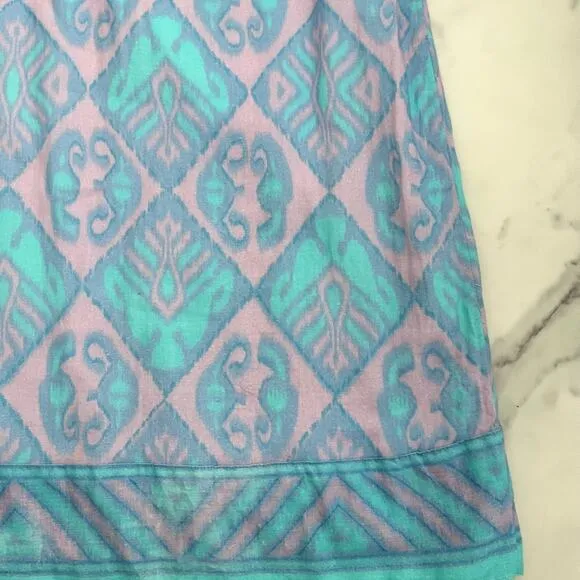 Bella Tu Mini Sundress with Short Sleeves Sz L summer Turquoise Blue boho tunic