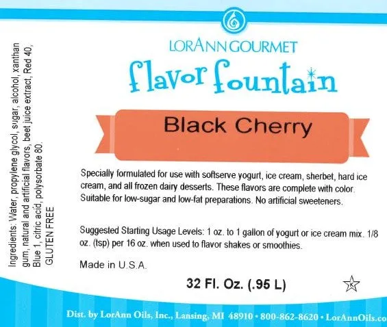 Black Cherry Flavor - 4 oz. - 32 oz. - Ice Cream and Beverage Flavors - LorAnn Oils - Canadian Distribution