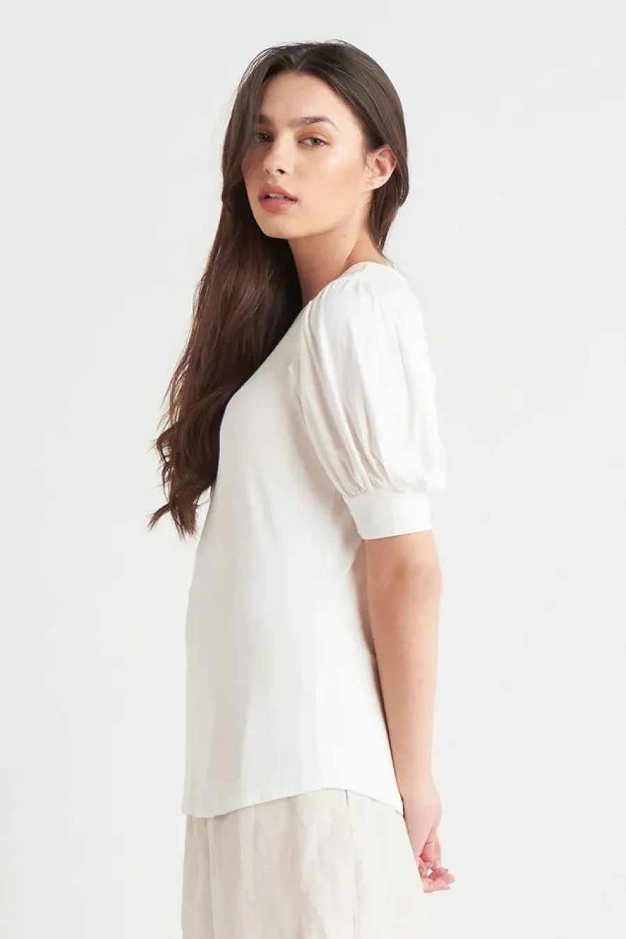 Black Tape Puff Sleeve Top
