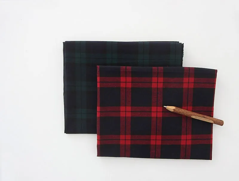 Black Watch Fabric, Plaids Cotton Fabric, Yarn Dyed Cotton Fabric, Washing Cotton Fabric - Red or Green - By the Yard 23808-1