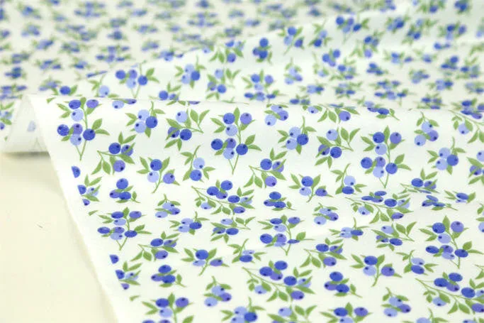 Blueberry Cotton Fabric, Fruits Cotton Fabric - Digital Printing - Fabric By the Yard /82125