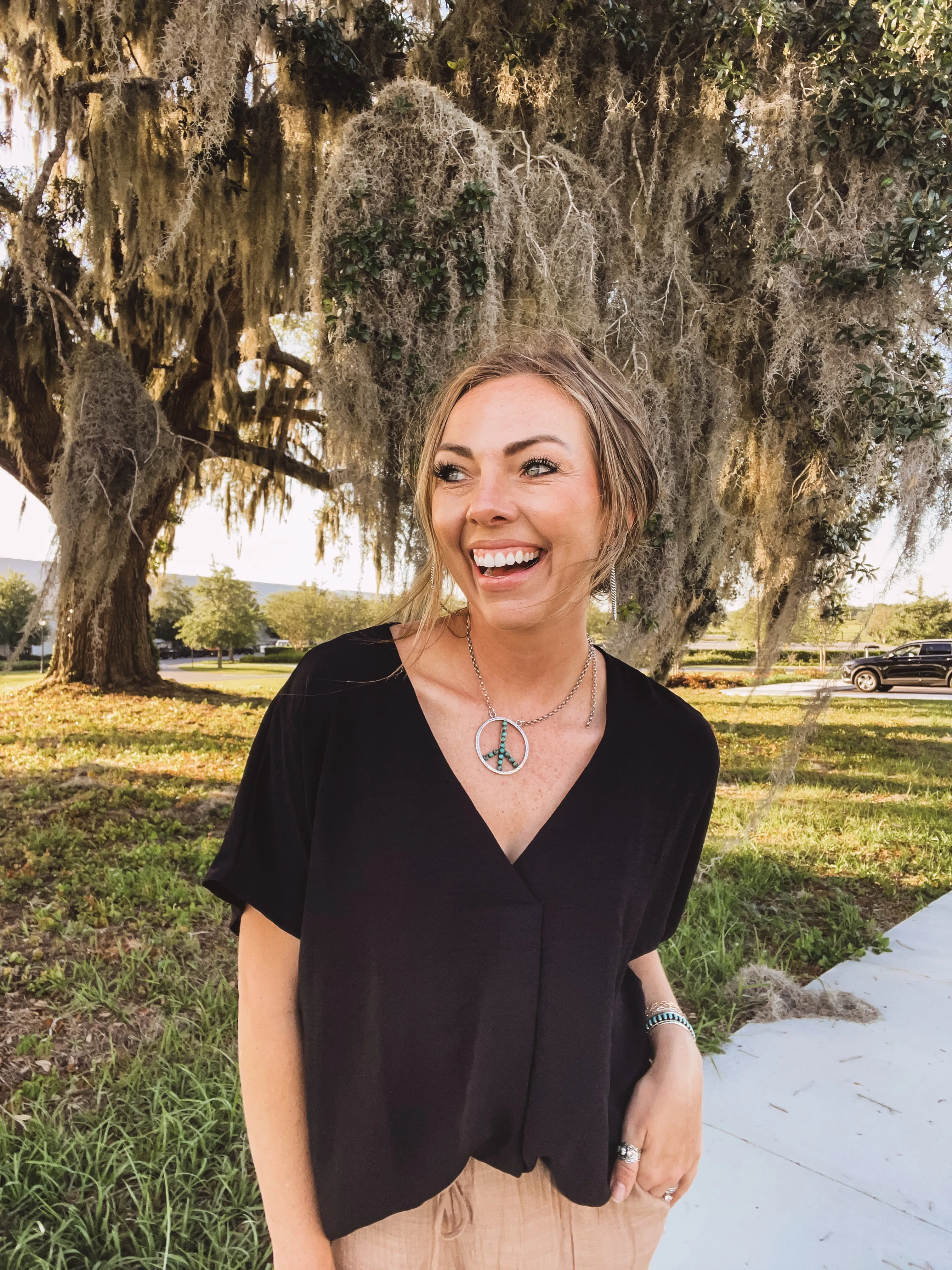 Breezy V Neck Placket Dolman