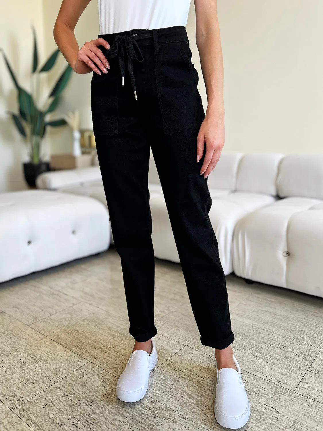 Brenna Judy Blue Full Size High Waist Double Roll Cuff Jeans