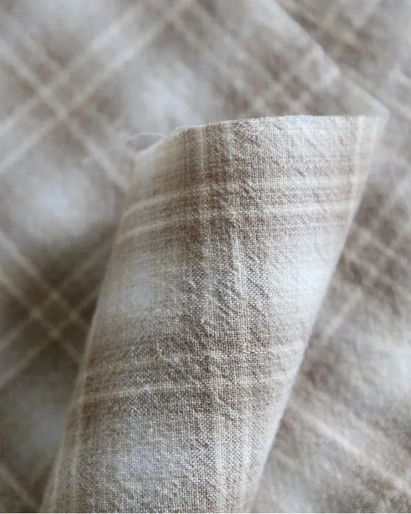 Brown Plaids Cotton Fabric, Quality Korean Fabric - By the Yard /69358