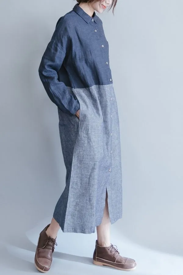 Button Breasted Cotton Midi Dress (Fit 99lbs - 165lbs)