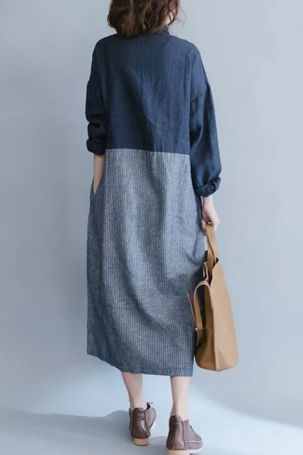 Button Breasted Cotton Midi Dress (Fit 99lbs - 165lbs)