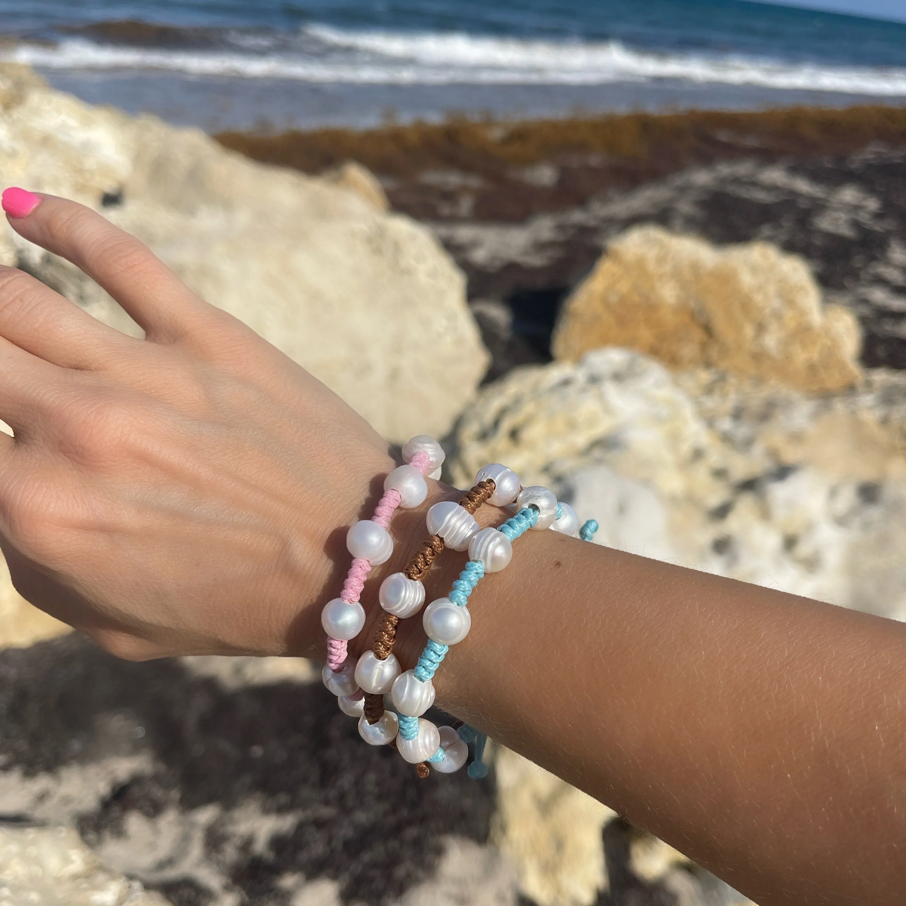 Capri Pearl Woven Bracelet - Golden