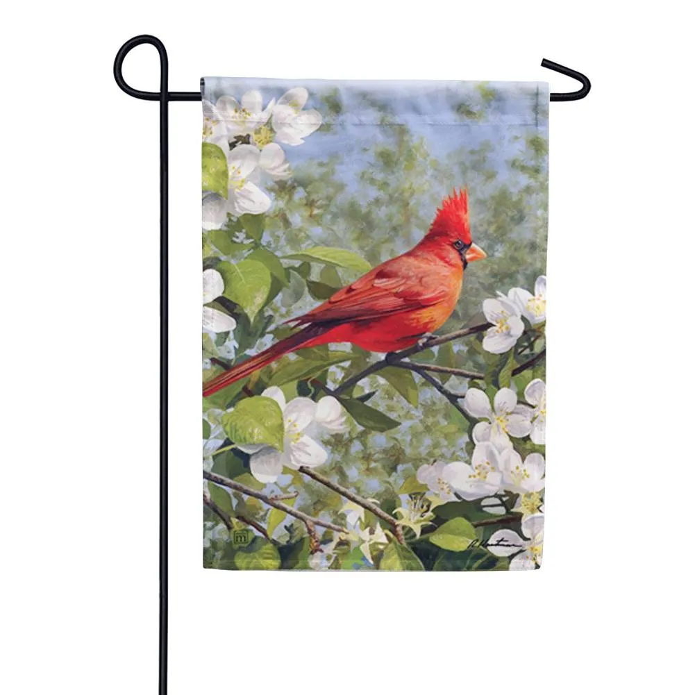 Cardinal In Blossoms Garden Flag