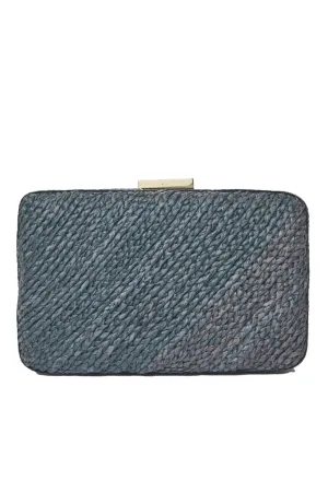 Carmen Black Woven Straw Clutch
