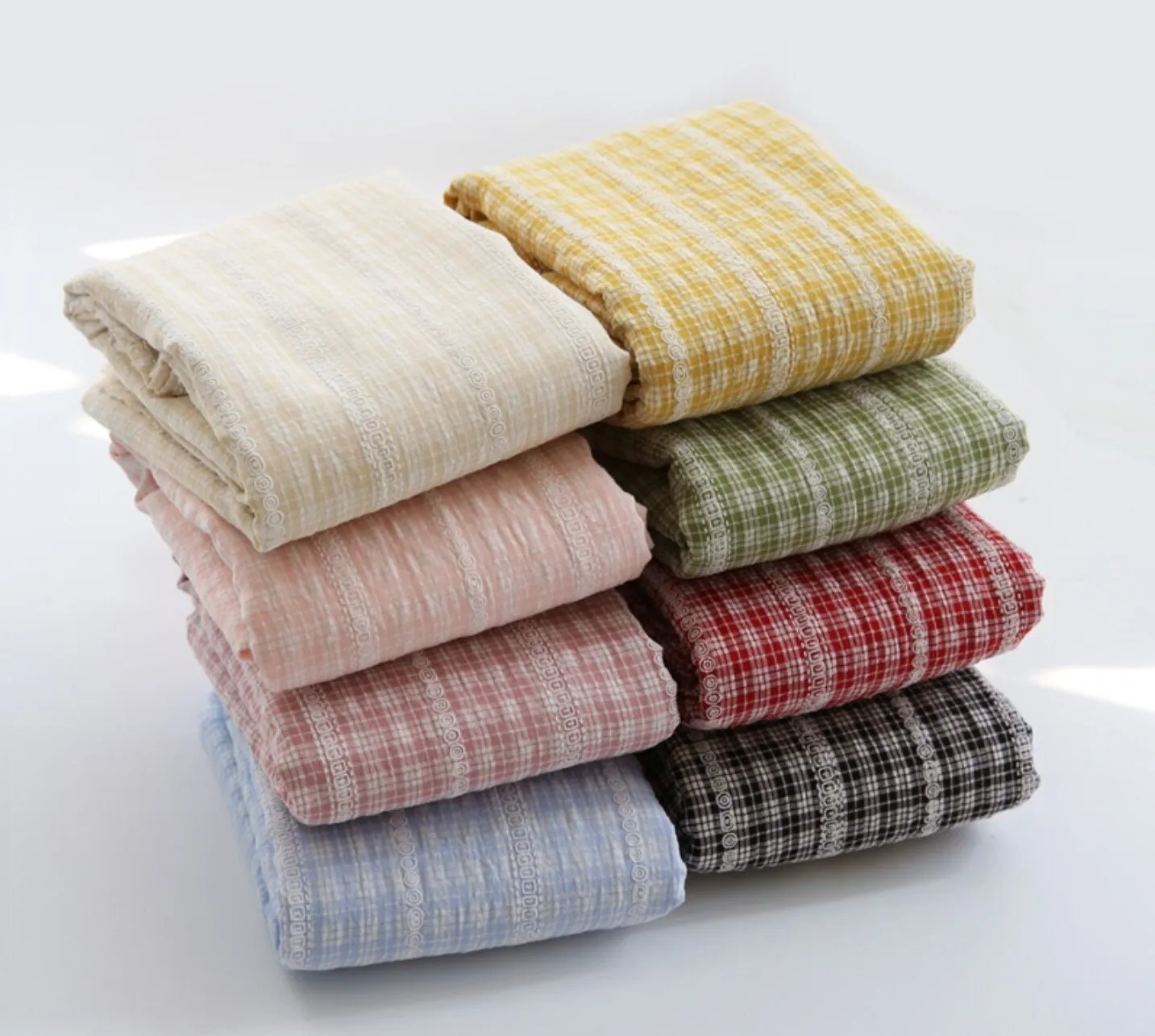 Checkered Prewashed Cotton Blend Fabric - in 8 Colors - By the Yard / 54414