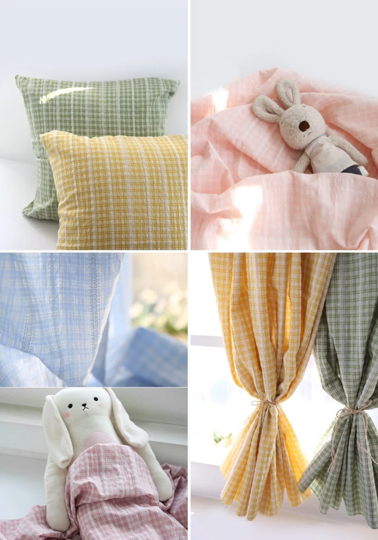Checkered Prewashed Cotton Blend Fabric - in 8 Colors - By the Yard / 54414