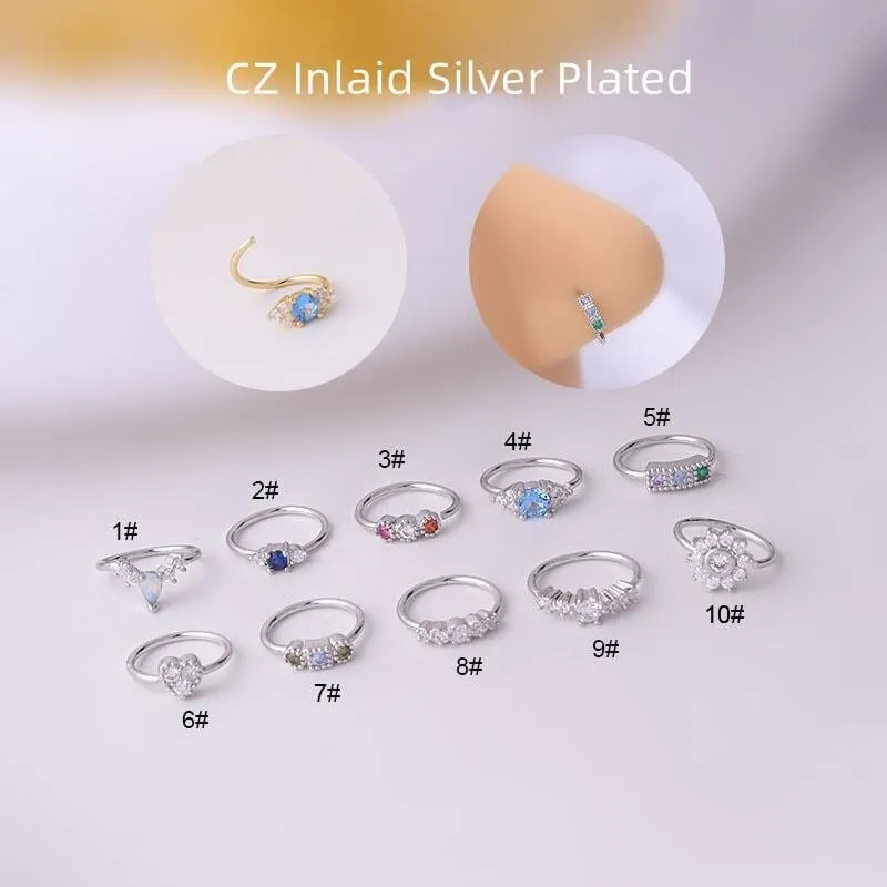 Chic Colorful CZ Inlaid Nose Piercing Nose Hoop