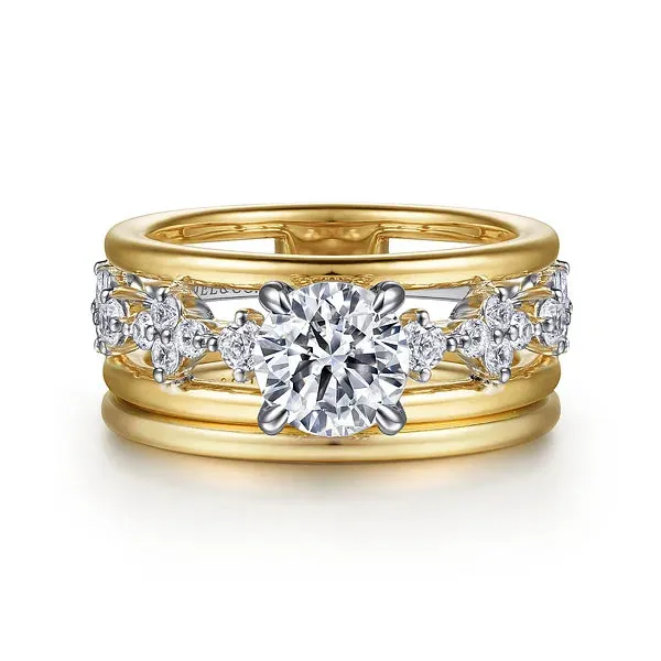 Chic Contemporary Wide Band Engagement Ring Mounting