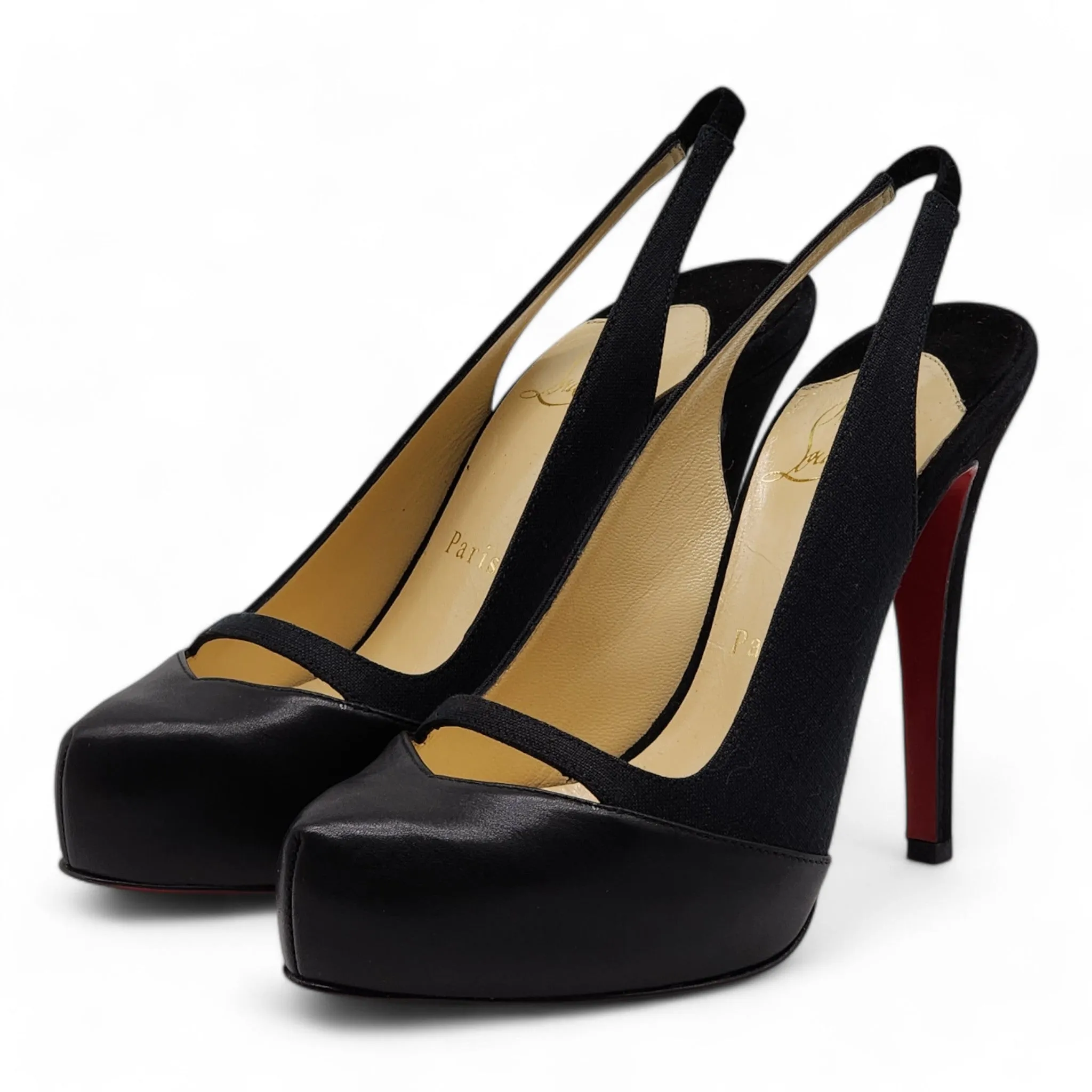 Christian Louboutin Sandy Pumps 120 - Fabric and Leather - Black 38.5