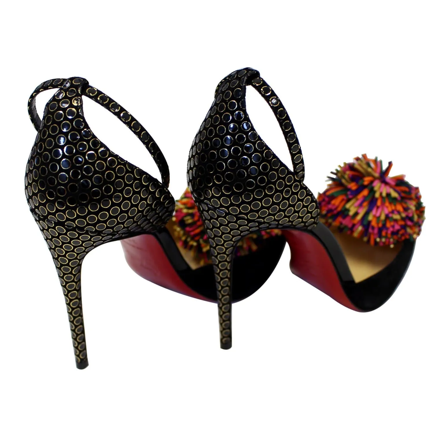 CHRISTIAN LOUBOUTIN Tsarou Suede Pompom Red Sole Pumps US 6