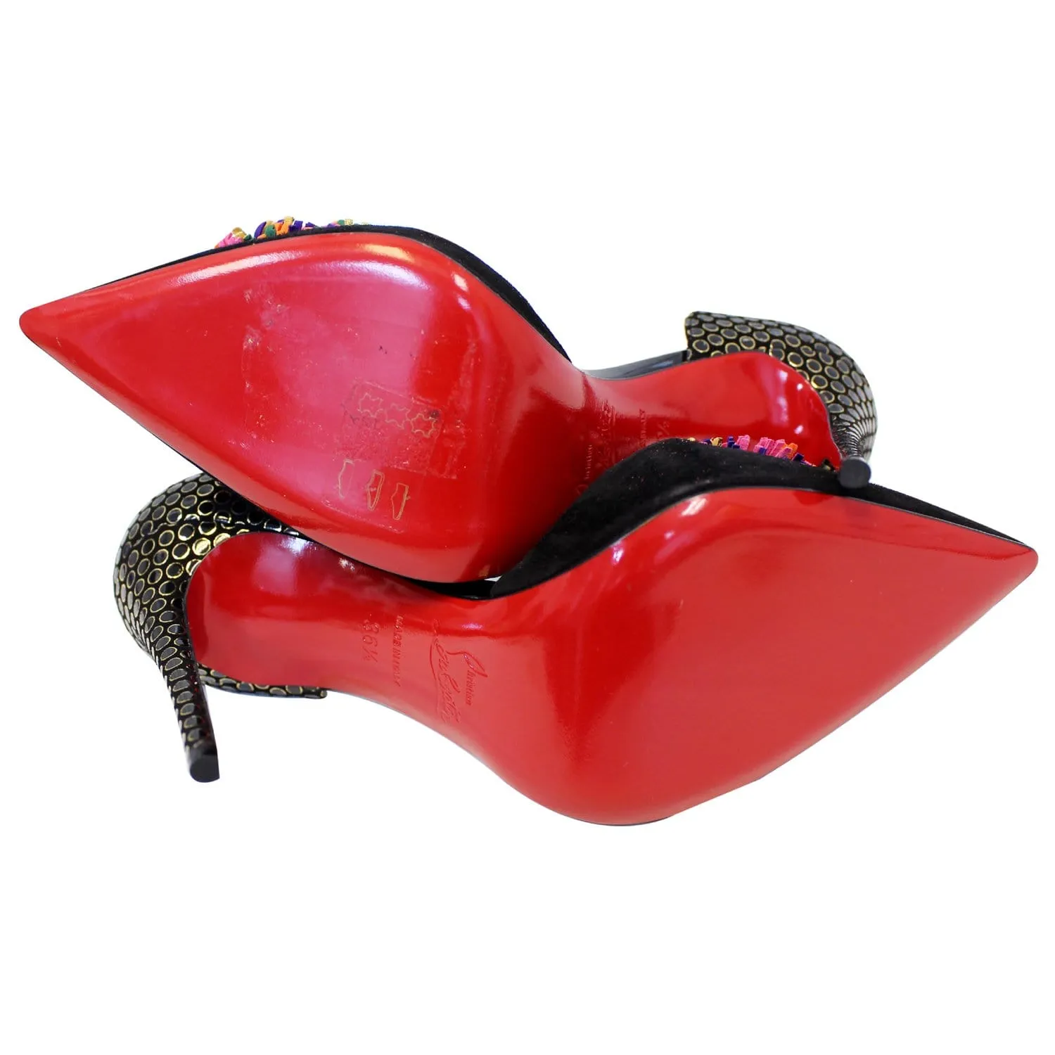 CHRISTIAN LOUBOUTIN Tsarou Suede Pompom Red Sole Pumps US 6