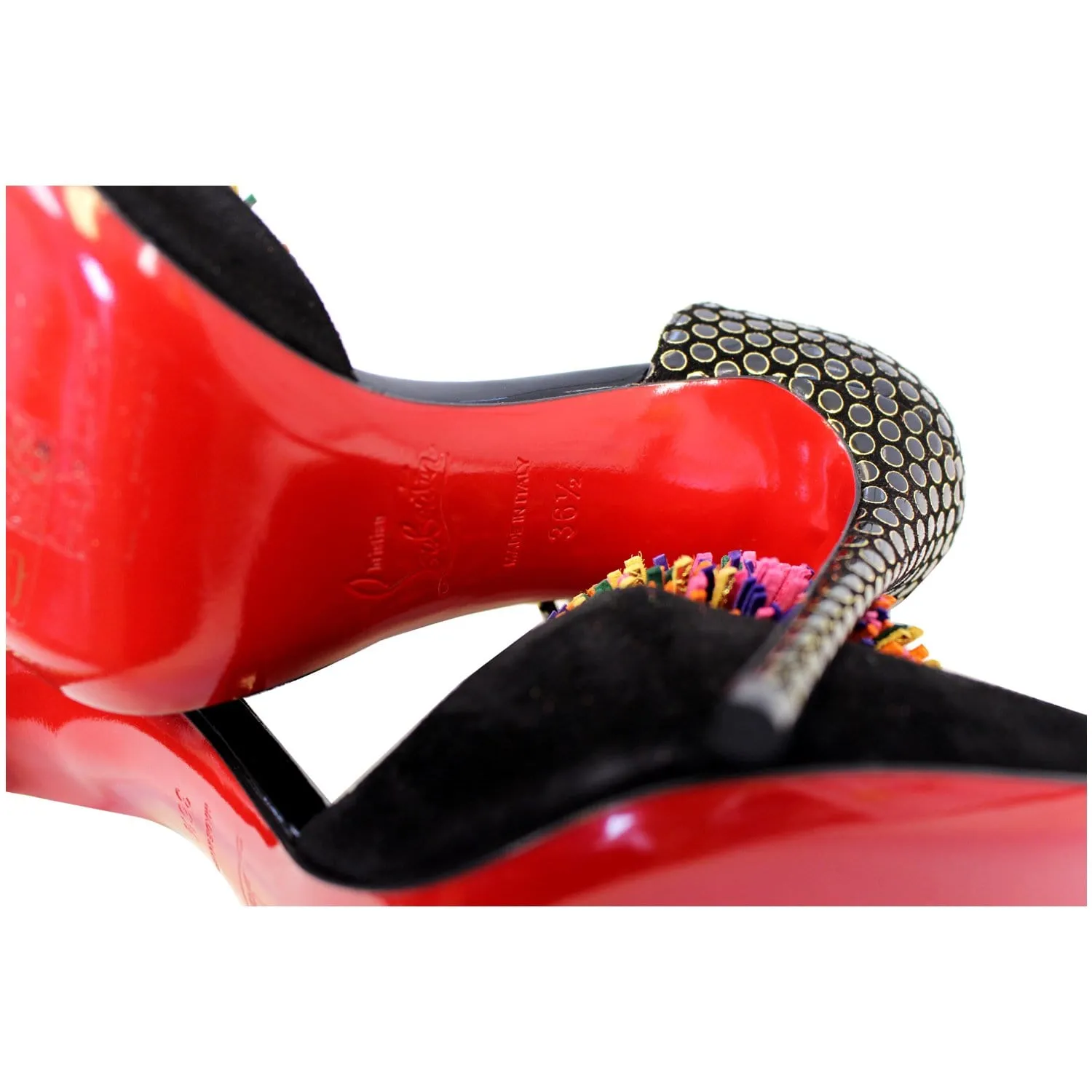 CHRISTIAN LOUBOUTIN Tsarou Suede Pompom Red Sole Pumps US 6