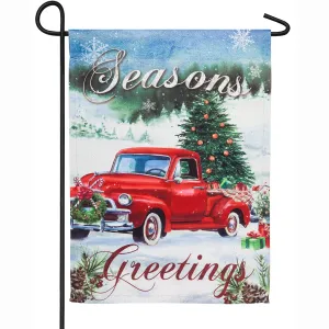 Christmas Farm Pickup Garden Suede Flag,14s8709
