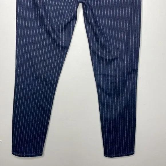 Citizens of Humanity 27 Navy Pinstripe Rocket Crop High Rise Skinny Jeans $208