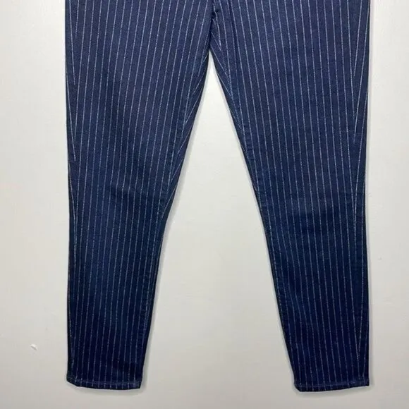 Citizens of Humanity 27 Navy Pinstripe Rocket Crop High Rise Skinny Jeans $208