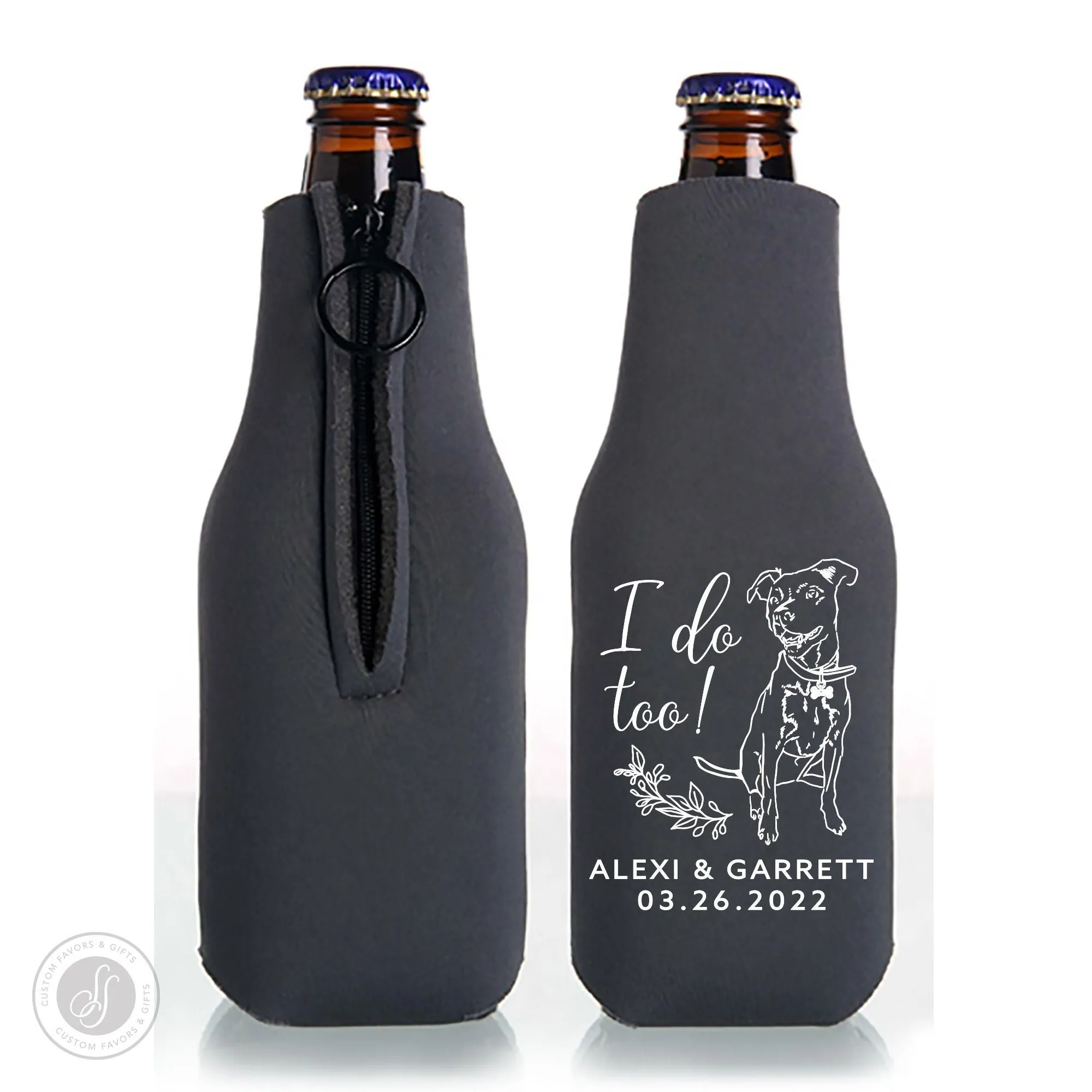 Collapsible Foam Zippered Bottle Cooler #192Z - Custom Pet Illustration