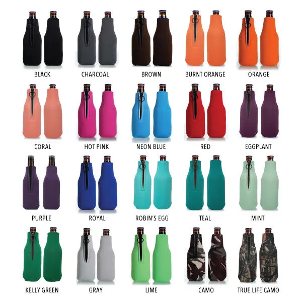 Collapsible Foam Zippered Bottle Cooler #9Z - Mr and Mrs
